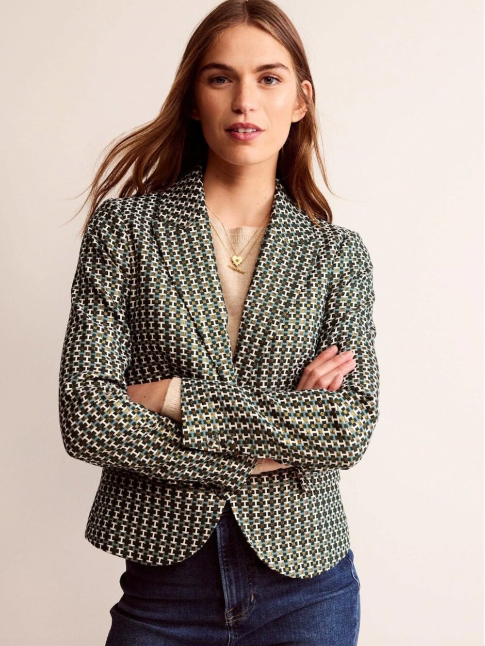 Boden Canonbury Jacquard Blazer 16 Quiet Luxury Preppy Heritage English Academia